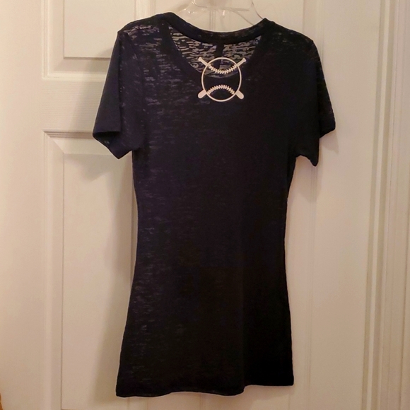 NWOT Women's Medium Sweet Girl Burn Out Ladies Fit Crewneck Softball Shirt - Picture 2 of 2